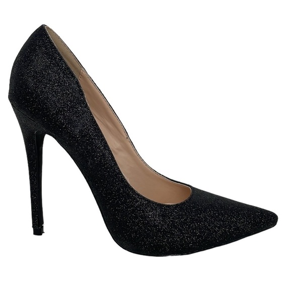 Wild Rose Heels Women's 7 Black Sparkles Hanna Pumps Shoes Pointed Toe - Picture 10 of 15